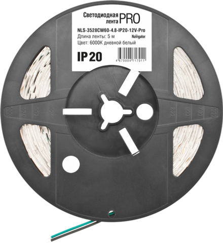 Лента светодиодная 71 701 NLS-3528CW60-4.8-IP20-12V-Pro R5 4.8Вт/м (уп.5м) Navigator 71701