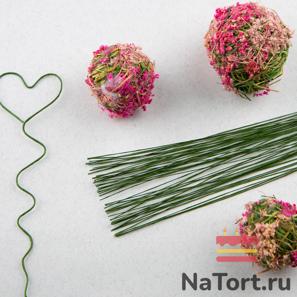 Флористическая проволока зеленая №28 (36 см, 50 шт)