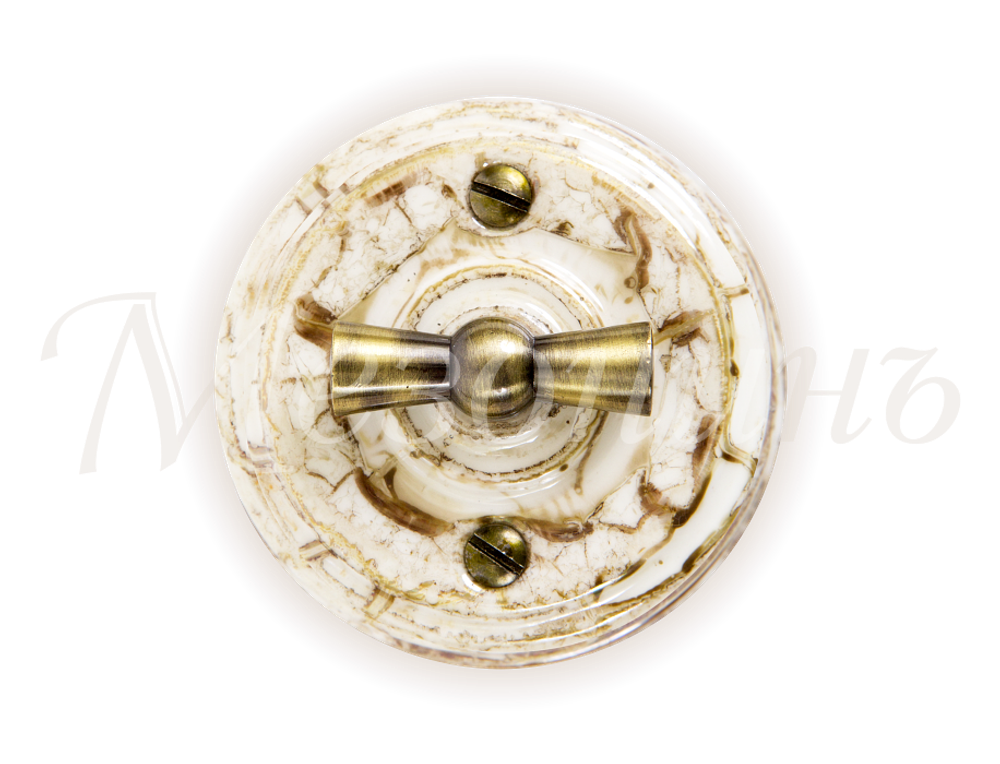 Выключатель фарфоровый ретро, мрамор, МезонинЪ, GE70404-19 / 1 Группа света, проходной