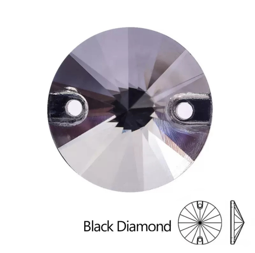 Стразы пришивные, Rivoli, Black Diamond, 215, 16mm, (72 ea/pkg), 5A+, (F2)