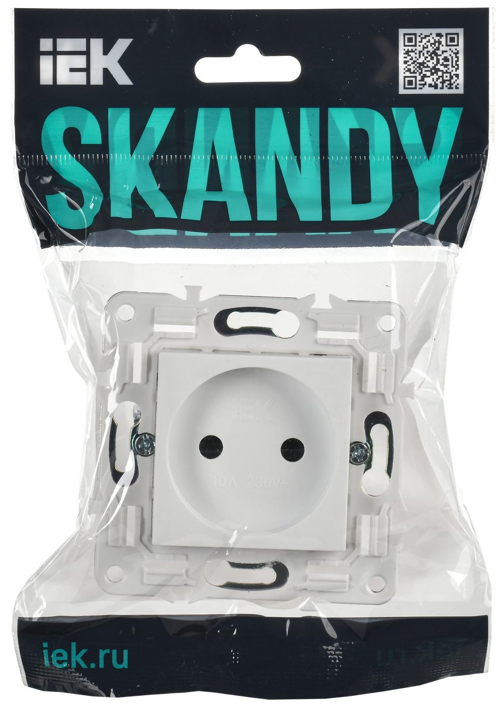 SKANDY Розетка без заземления с защитными шторками 10А SK-R01W арктический белый IEK