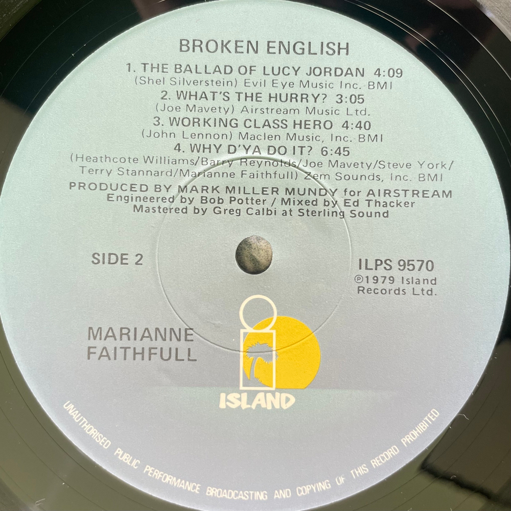 Marianne Faithfull ‎– Broken English (США 1979г.)