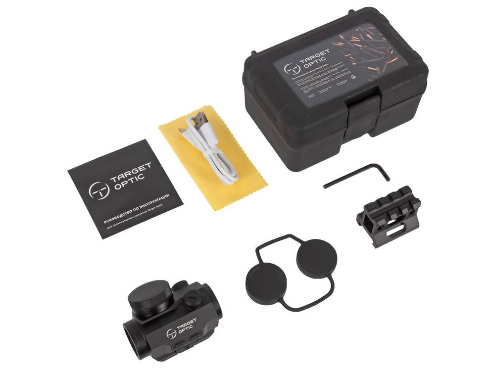 Коллиматор Target Optic 1x22, на Weaver/Picatinny, аккумулятор, проставка, красная марка, точка 2 MOA, 120 г - фото 3