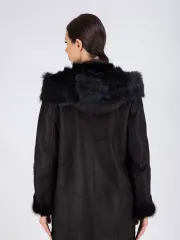 Дубленка зимняя с капюшоном натуральная