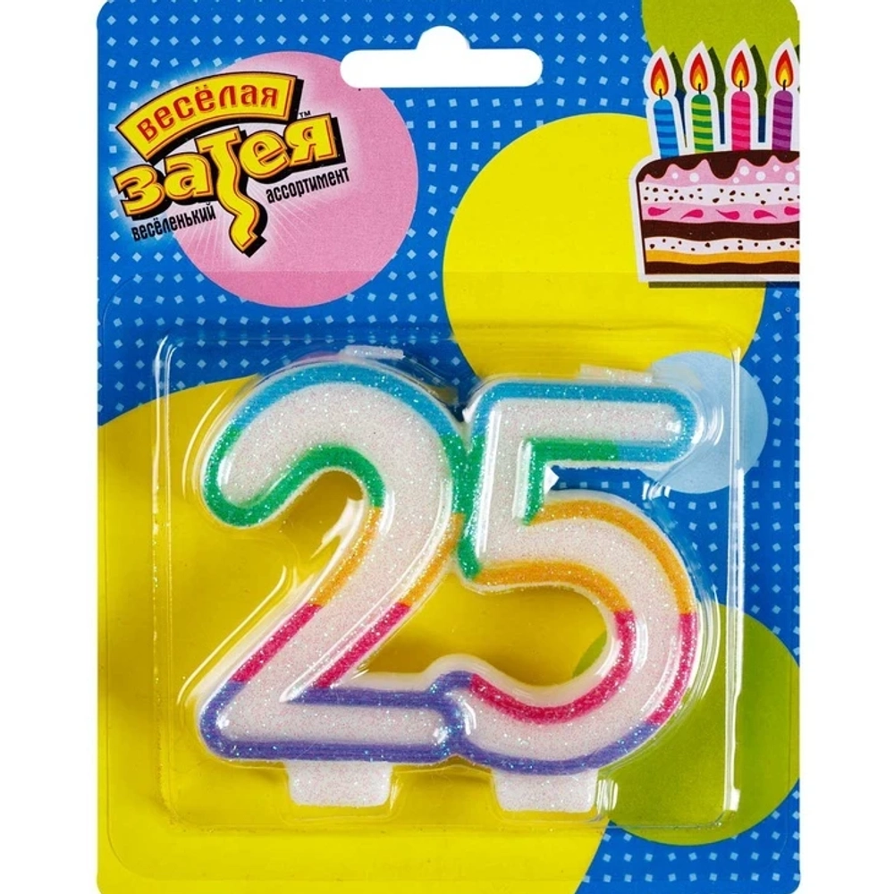 Радужная свеча «25» для торта