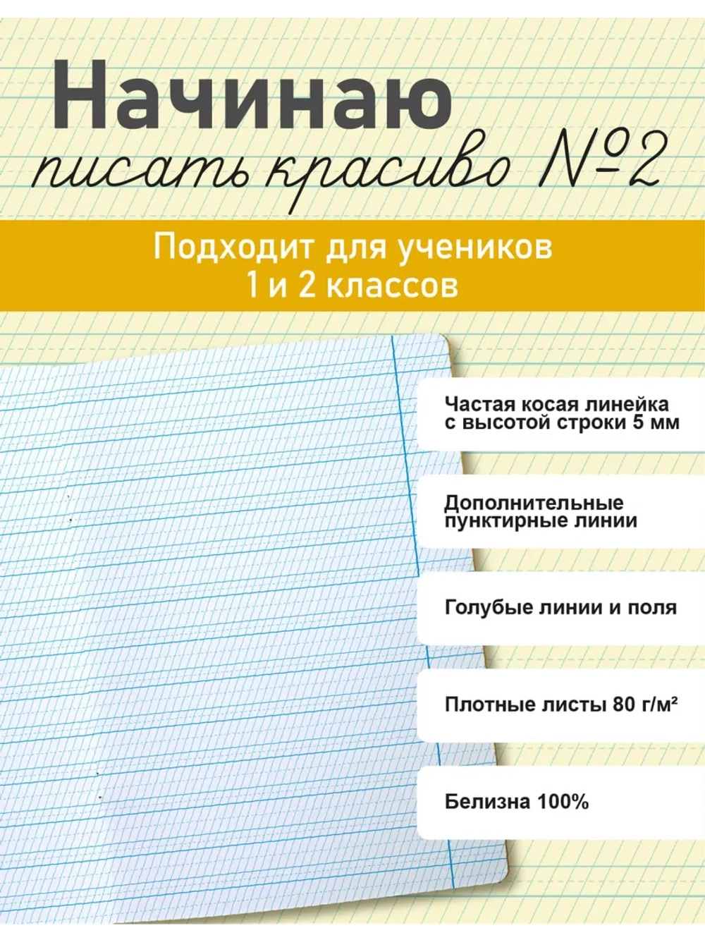 Набор тетрадей "Начинаю писать красиво" №2", 12 л, 10 шт (плёнка)