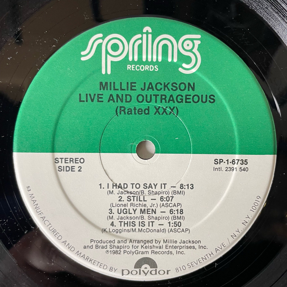 Винтажная виниловая пластинка LP Millie Jackson Live And Outrageous (Rated XXX) (США 1982)