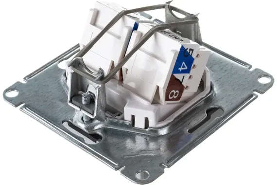 Розетка RJ45 Systeme Electric ATLASDESIGN двойная алюминий 38188