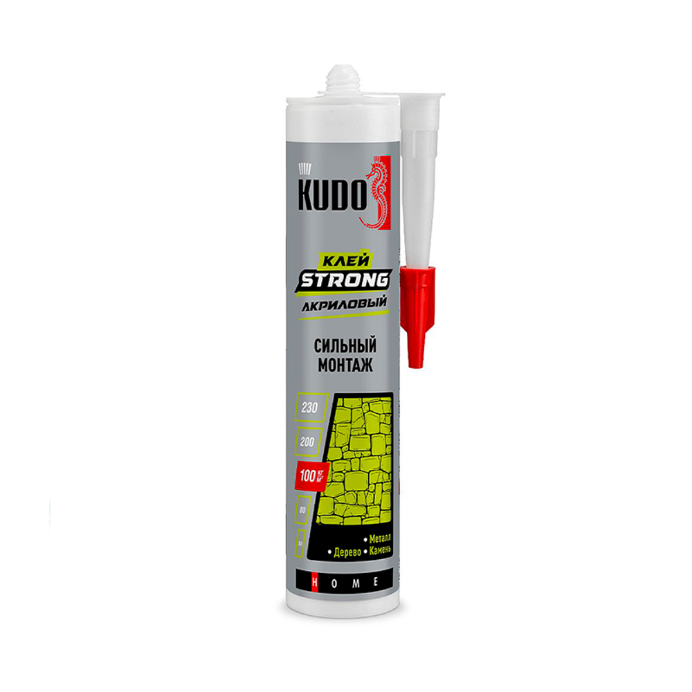 Клей KUDO HOME Strong для сильного монтажа, на акриловой основе, белый, 280 мл Клей KUDO HOME Strong для сильного монтажа, на акриловой основе, белый, 280 мл