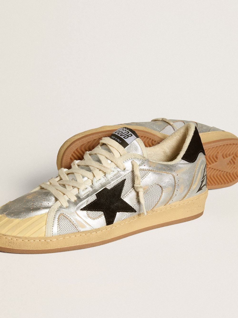 Кеды Golden Goose Ball Star из серебристой кожи