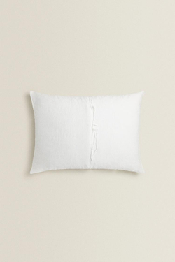 ZARA HOME ОДНОТОННЫЙ ЛЬНЯНОЙ ЧЕХОЛ ДЛЯ ДЕКОРАТИВНОЙ ПОДУШКИ, БЕЛЫЙ