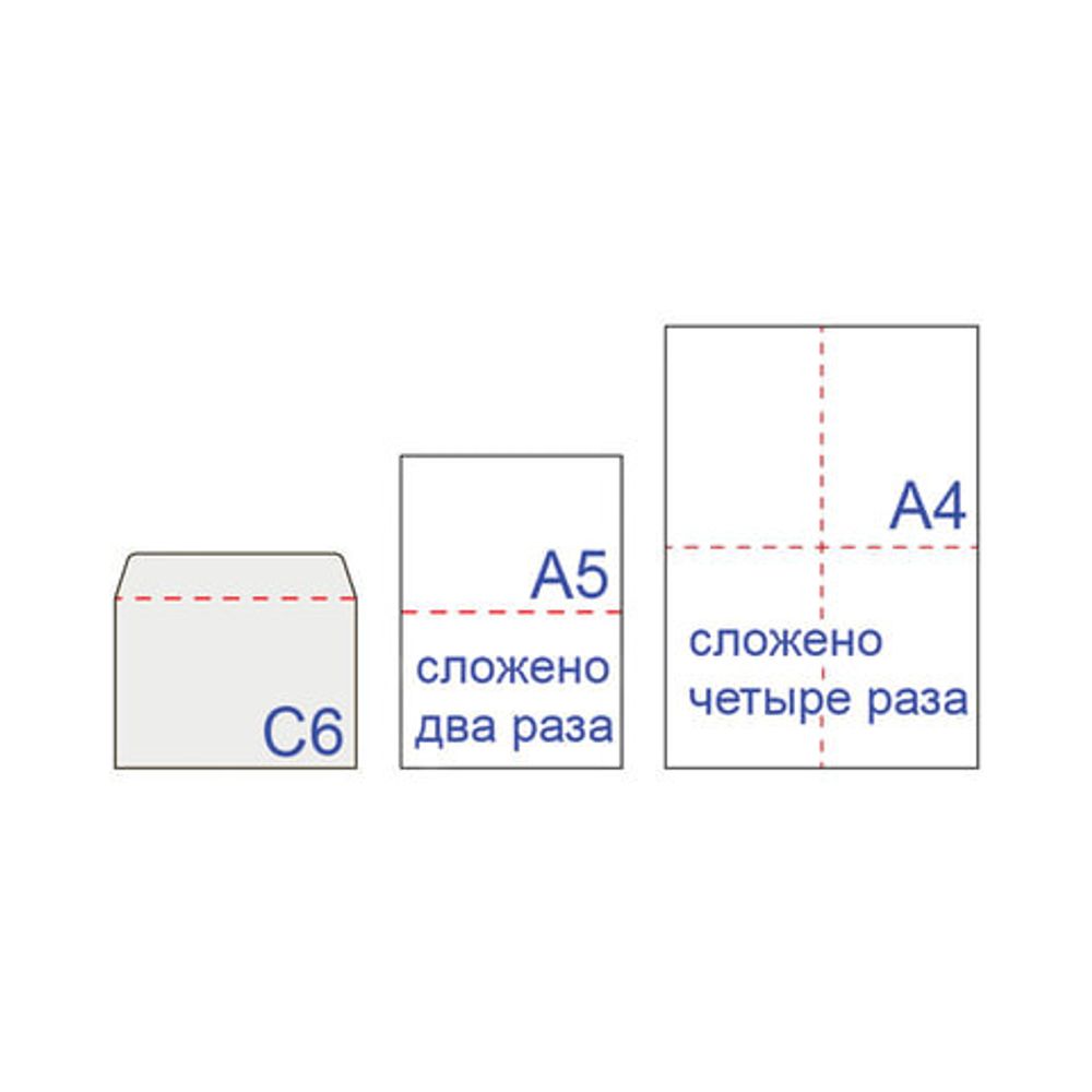 Конверты С6 (114х162 мм), клей, 80 г/м2, КОМПЛЕКТ 1000 шт., треугольный клапан, 76408
