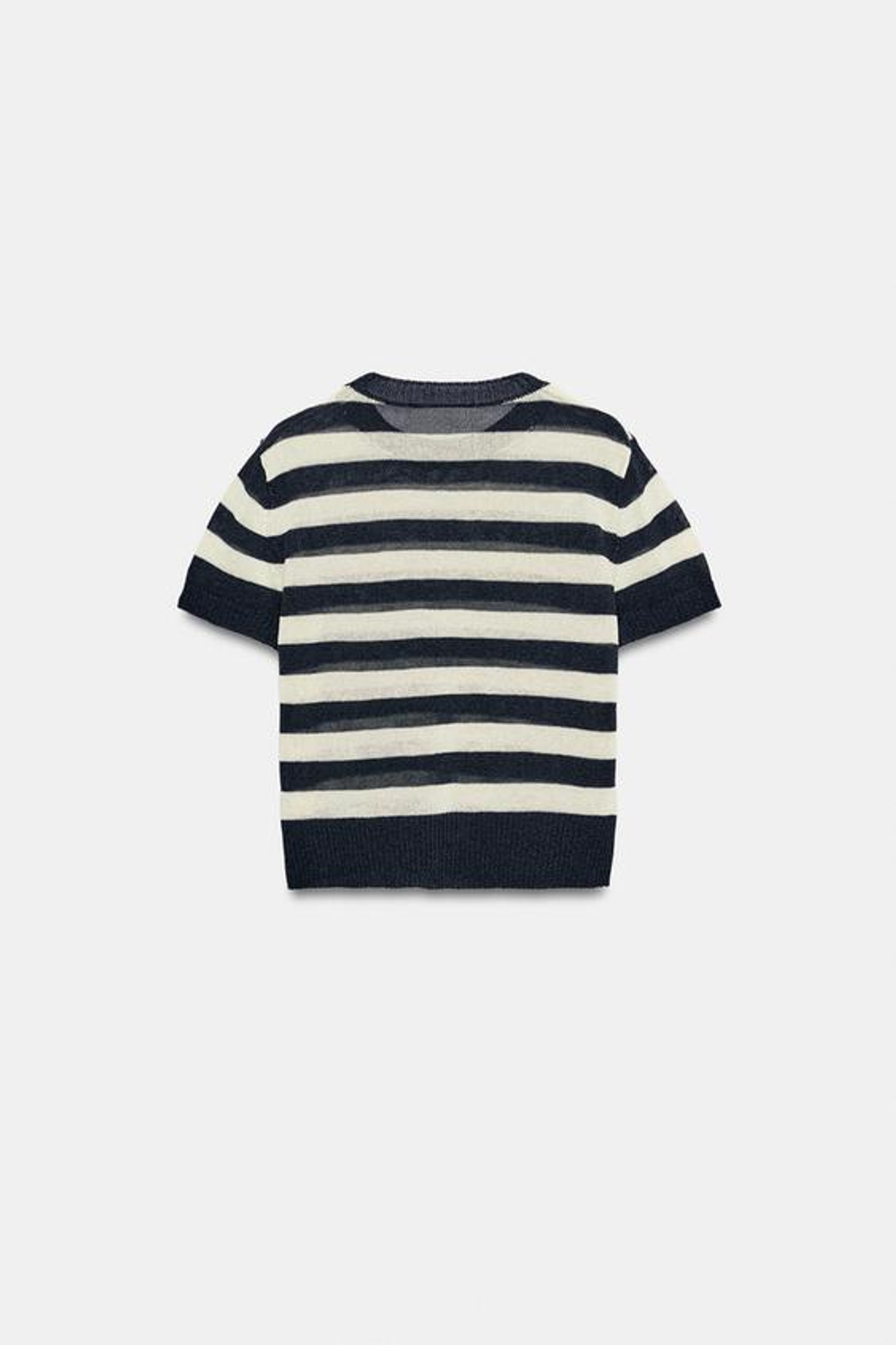 ZARA ТРИКОТАЖНЫЙ ТОП С КОРОТКИМ РУКАВОМ, ПОЛОСКИ