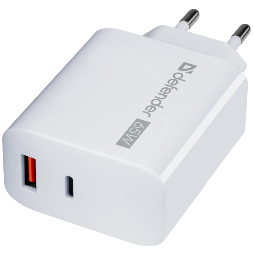 Зарядное устройство Defender UPA-165 USB-A, USB-C, 65W, белый.