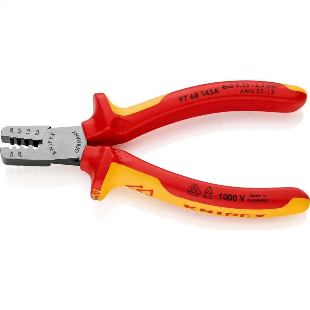 Инструмент для обжима контактных гильз 145 мм Knipex 97 68 145 A