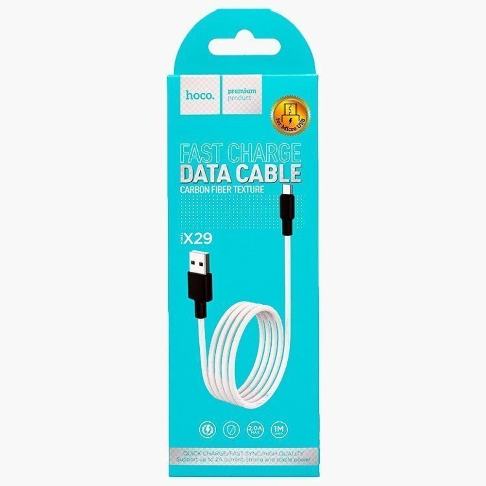 Usb Кабель-зарядка Micro Hoco X29 Superior 2A 1м силиконовый белый