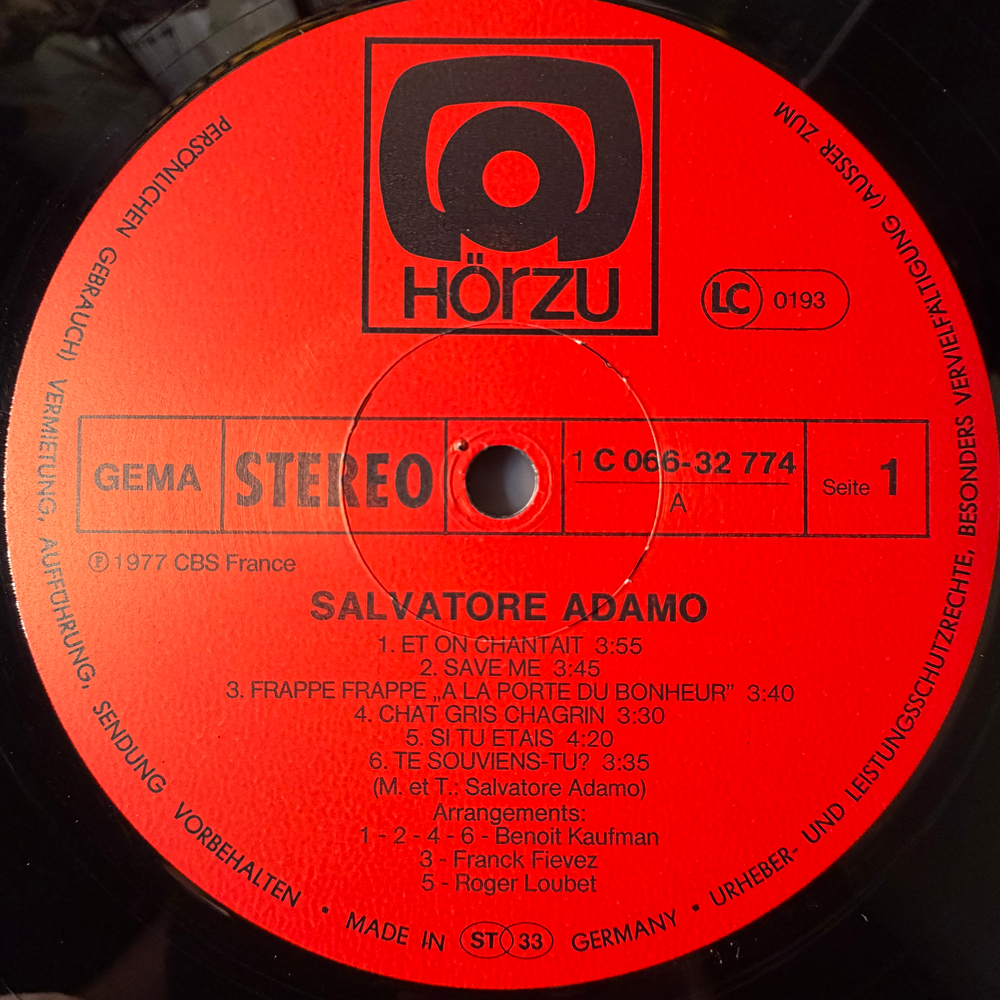 Salvatore Adamo ‎– Salvatore Adamo (Германия)