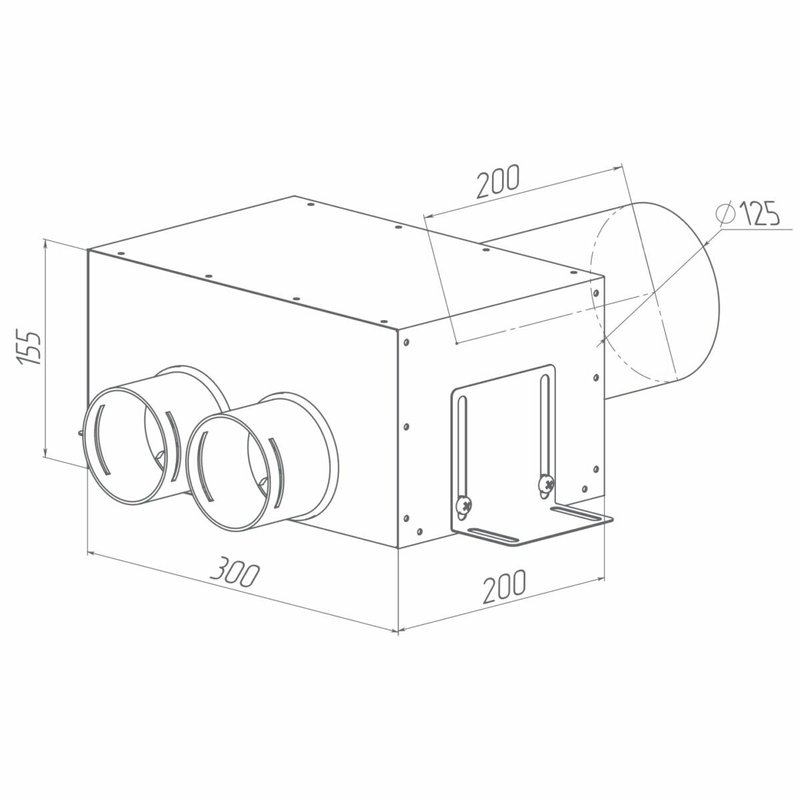 Присоединительная коробка VPD 125/75×2 на 2 выхода, прямая круглая