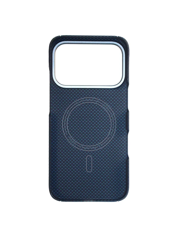 Карбоновый чехол для IPhone 17 Pro with MagSafe синий квадрат (Blue)