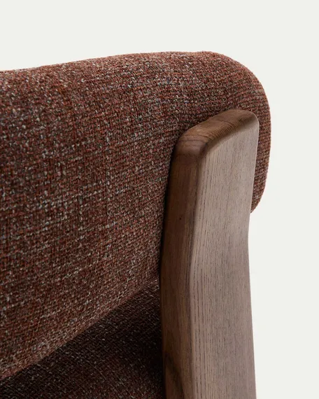 Кресло Granite на 3 ножках, коричневый шенилл, массив ясеня в цвете орех