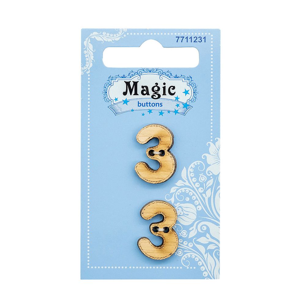 Украшения декоративные: пуговицы Цифра Три, 2 шт, Magic Buttons BBLWA65-32L