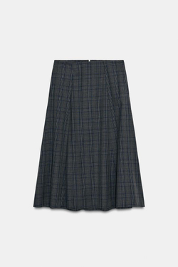ZARA ЮБКА МИДИ В КЛЕТКУ — ZW COLLECTION, СЕРЫЙ