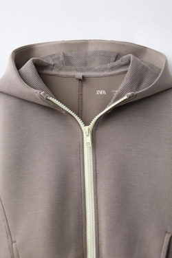 ZARA СПОРТИВНОЕ ХУДИ С МОЛНИЕЙ, СЕРО-КОРИЧНЕВЫЙ