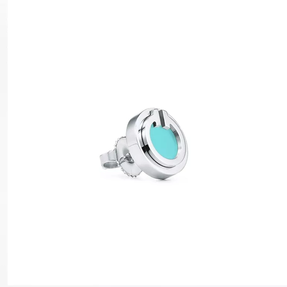 Серьги из белого золота с бирюзой, Tiffany 💠 T collection - Единственные в наличии