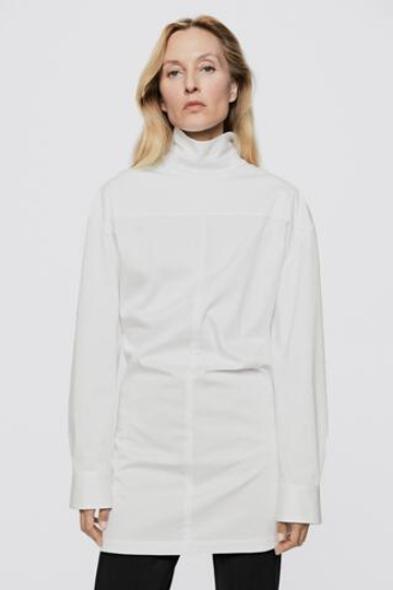 Massimo Dutti Блузка с высоким воротником на молнии - Limited Edition, белый