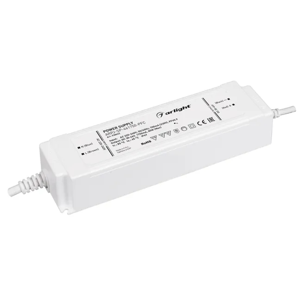 Блок питания ARPJ-SP-461750-PFC (80W, 30-46V, 1.75A) (Arlight, IP67 Пластик, 5 лет) 038622