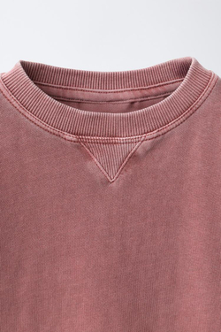 ZARA ФУТБОЛКА GARMENT DEY, СВЕТЛО-ГРАНАТОВЫЙ