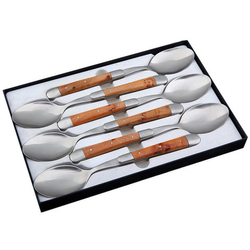 Set of 6 soup spoons, 2 bolsters, Juniper handle