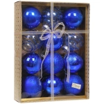 Новогодние шары «Волшебство ночи» 8 см (набор 12 шт), Синий