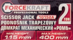 Домкрат механический ''ромб''2т FORCEKRAFT FK-10152A