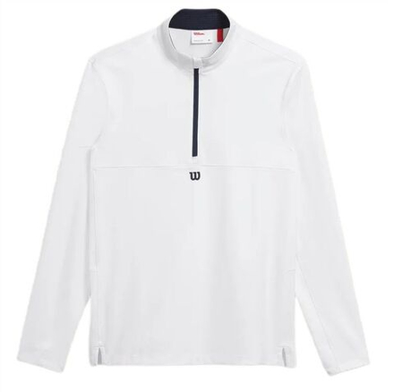 Мужская теннисная футболка Wilson Elevate Performance 1/2 Zip — bright white