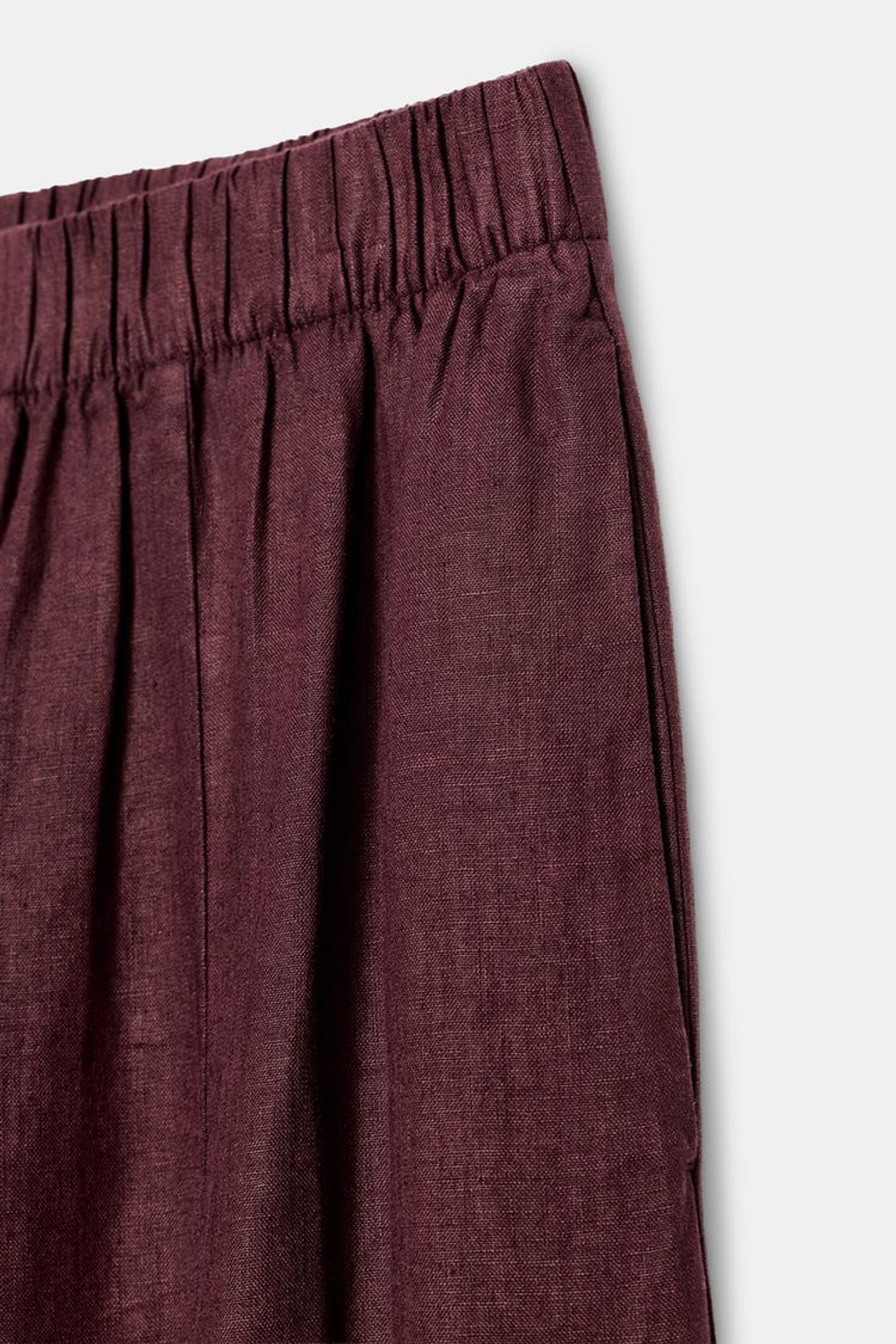 ZARA БРЮКИ BARREL ИЗ ЛЬНА — ZW COLLECTION, ВИННЫЙ