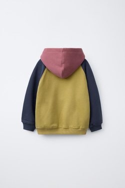 ZARA ХУДИ COLORBLOCK, ОЛИВКОВЫЙ