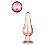 Золотистая анальная пробка с кристаллом Rose Gold Pleasure Plug S - 9 см. (Цвет: золотистый)