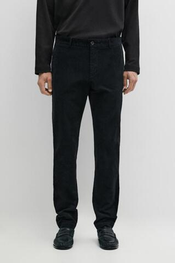 Massimo Dutti Зауженные вельветовые брюки, темно-синий