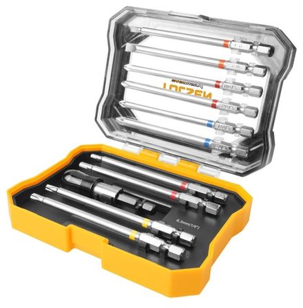 Цена на TOLSEN (TT20375) Набор вставок (бит) 1/4", Ph, Pz, Hex, Torx, Slotted, 11 предметов
