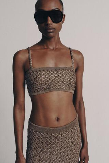 ZARA УКОРОЧЕННЫЙ ТОП, РОЗОВАТО-КОРИЧНЕВЫЙ