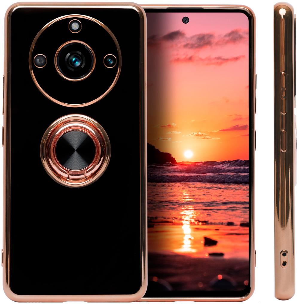 Стильный глянцевый чехол для REALME 11 PRO / 11 PRO PLUS с кольцом-подставкой и бархатной подкладкой