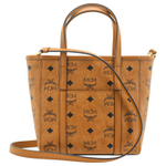 MCM Toni Mini Shopper Bag Visetos Monogram Coated Canvas Cognac