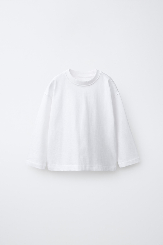 ZARA ОДНОТОННЫЙ ЛОНГСЛИВ, БЕЛЫЙ