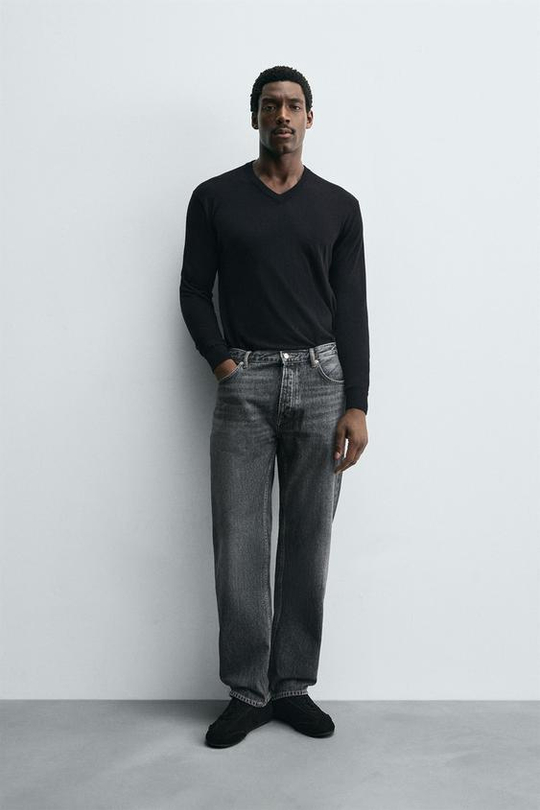 ZARA ДЖИНСЫ STRAIGHT FIT, СЕРЫЙ