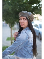 Берет весенний кожаный из экокожи