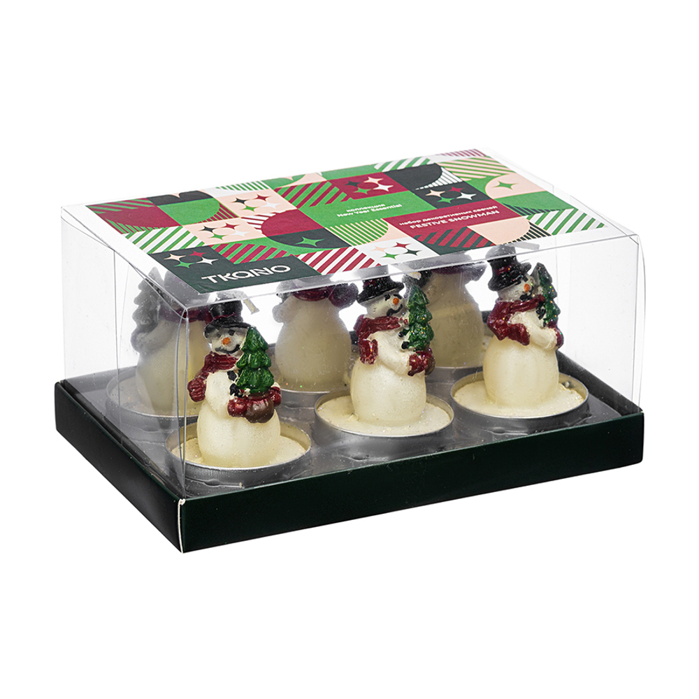 Набор декоративных свечей 9.3 см Tkano Festive snowman New Year Essential