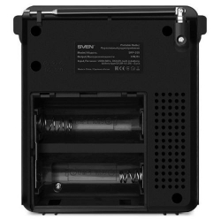 Колонки SVEN SRP-355, черный, радиоприемник (мощность 3 Вт (RMS), FM/AM/SW, USB, SD/microSD, фонарь, встроенный аккумулятор)