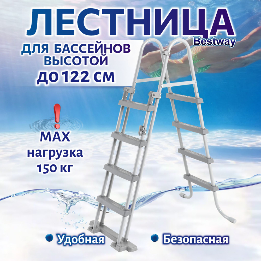 Лестница для бассейнов до 122см (4 ступеньки, без площадки) 58336