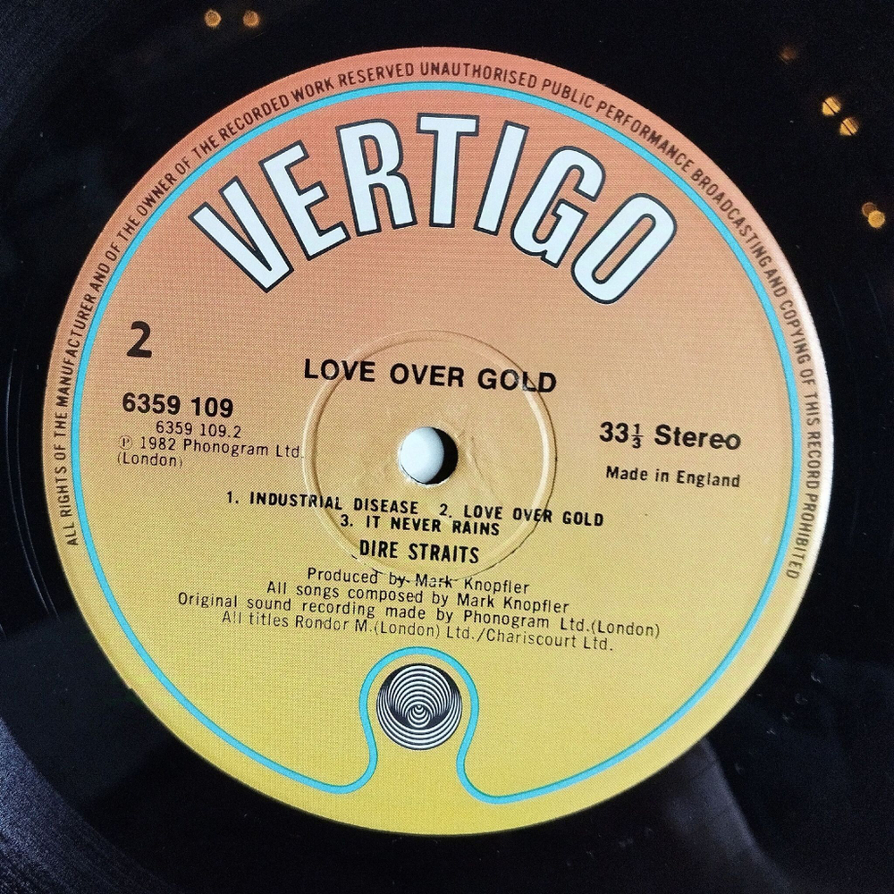 Винтажная виниловая пластинка LP Dire Straits Love Over Gold (UK 1982)